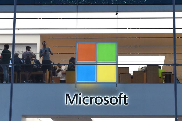 Microsoft glass building logo
