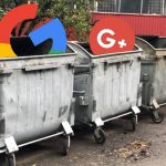 Google logos in dumpster