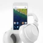 Android phone with headphones