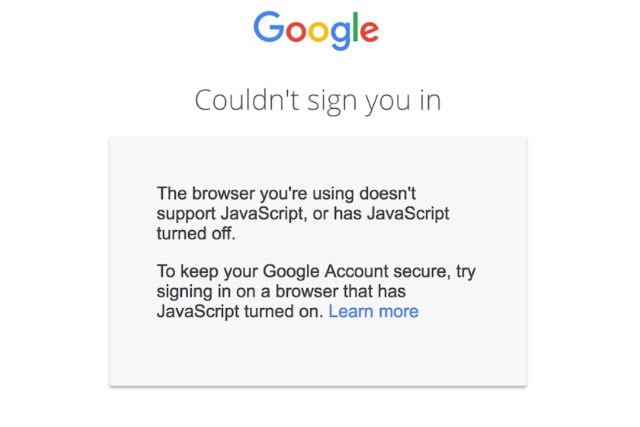 Google JavaScript warning