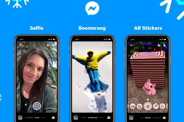 Facebook Messenger selfie Boomerang AR stickers
