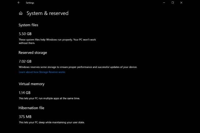 Windows 10 reserved storage