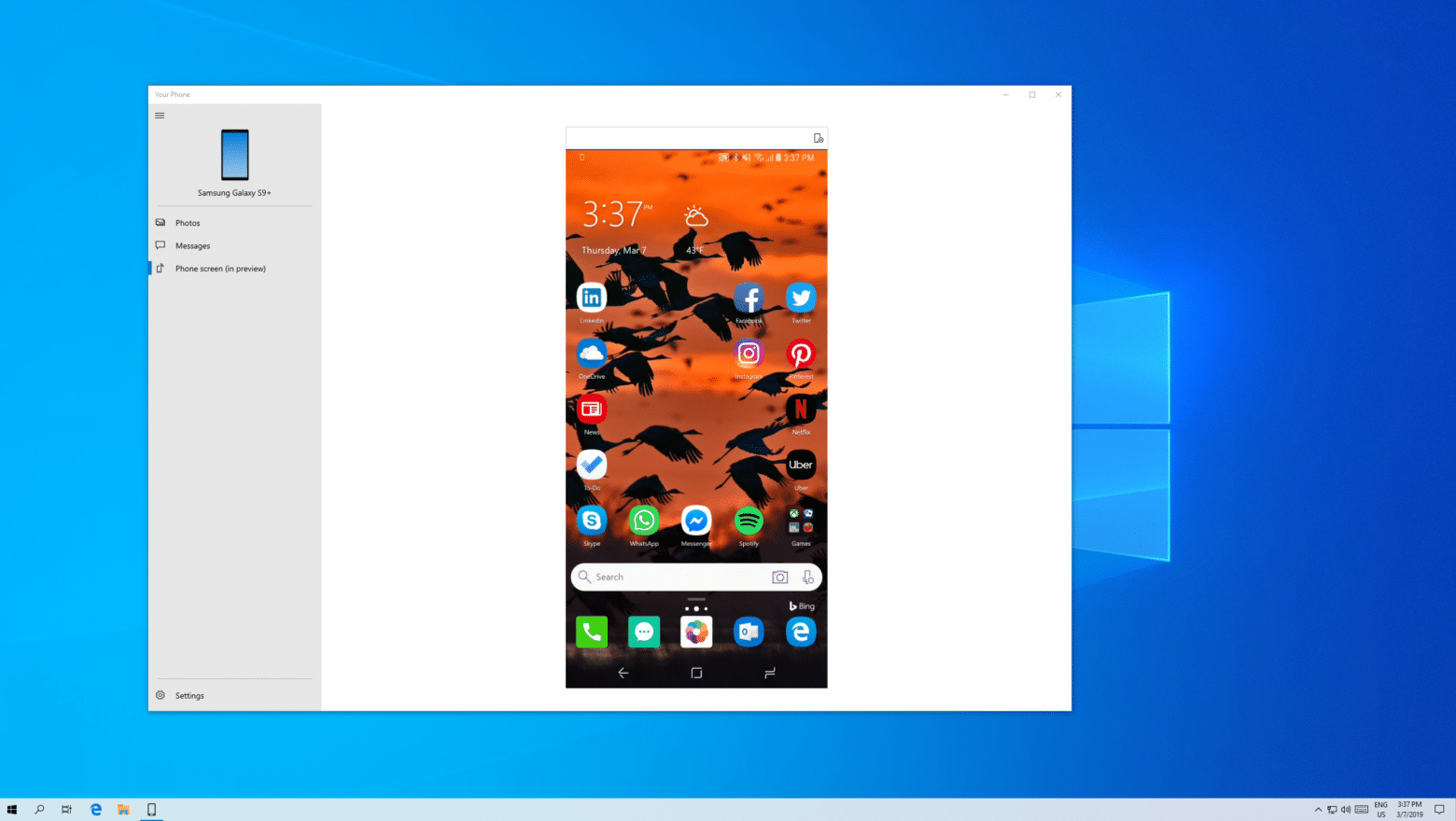 android screen mirroring windows 10