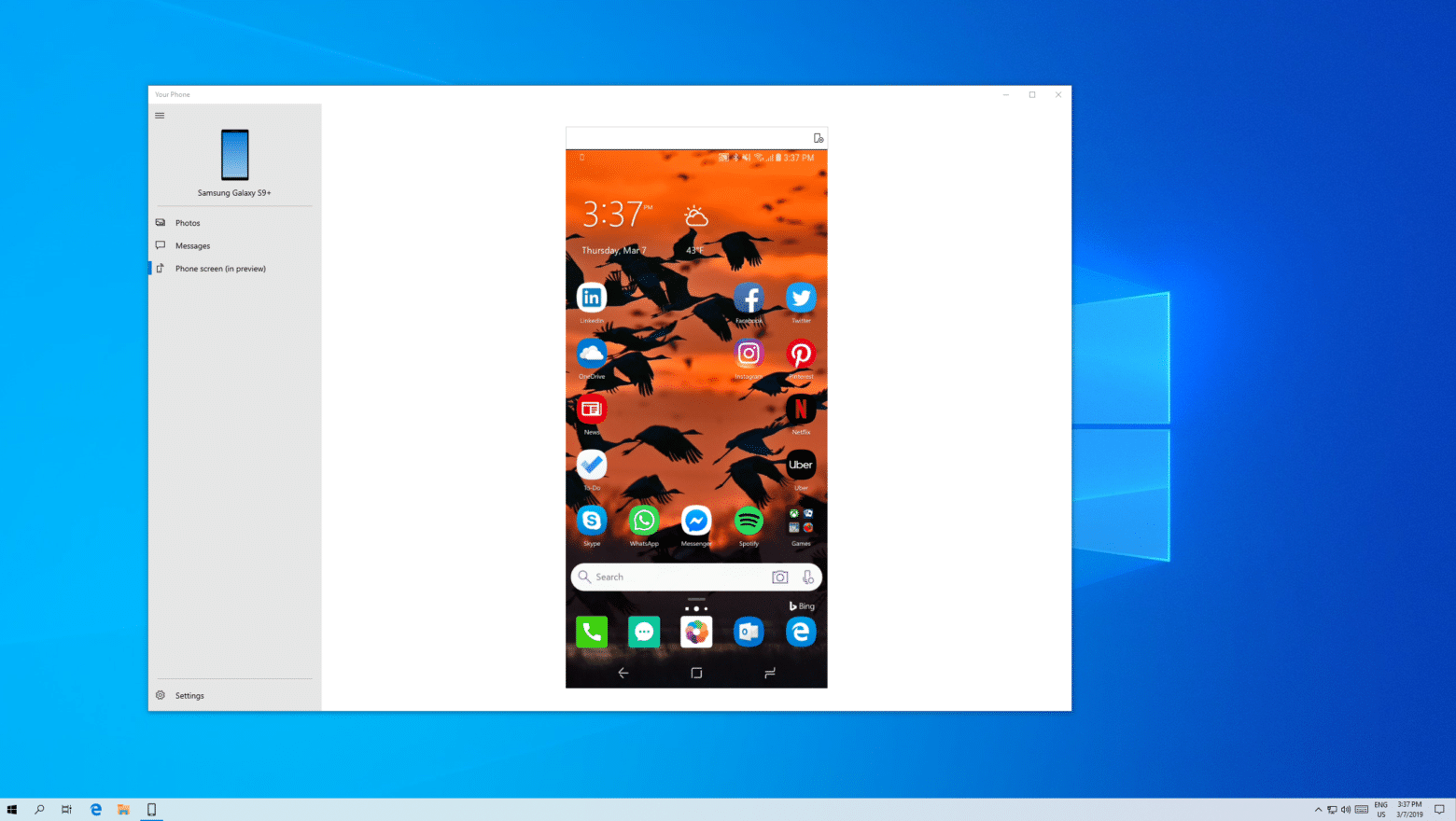 microsoft your phone screen mirroring