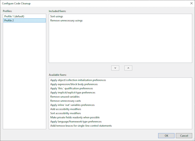 Visual Studio 2019 code cleanup