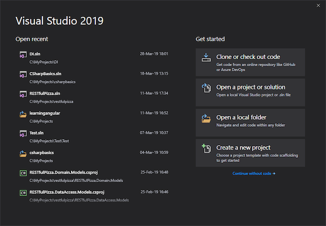 Как создать проект visual studio 2019