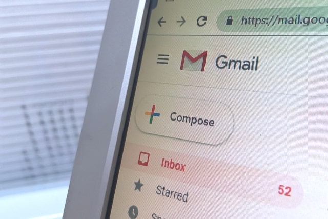 Close-up of Gmail on the web