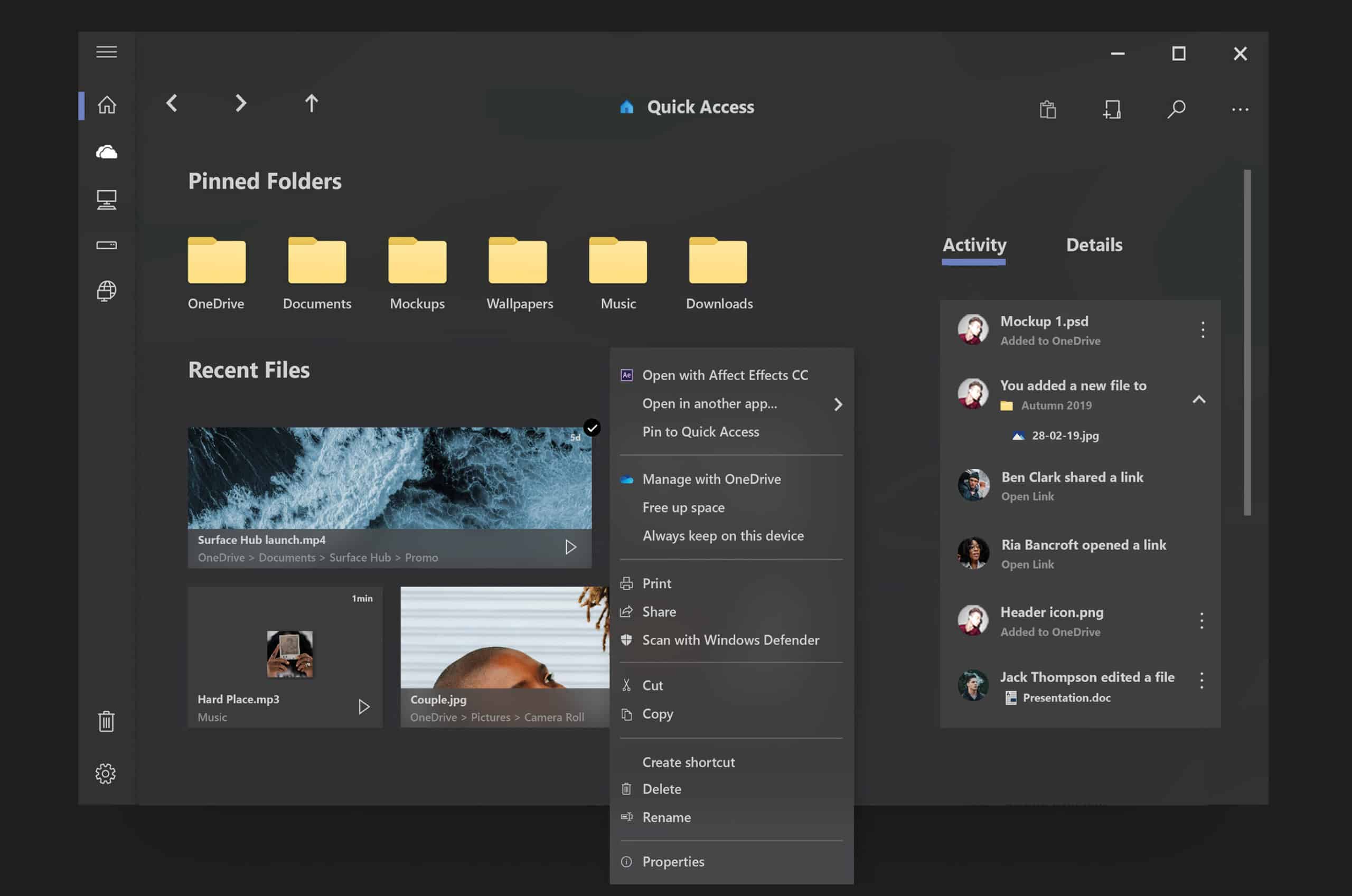 Activity details. Дизайн file Explorer. Проводник дизайн. Обои fluent Design. Папка fluent Design.