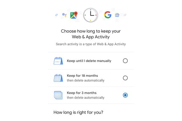 Google auto-delete controls