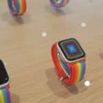 Apple Watch with rainbow strap