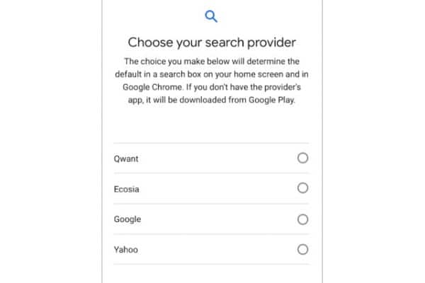 Android search choice