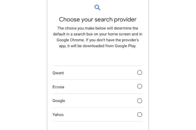 Android search choice