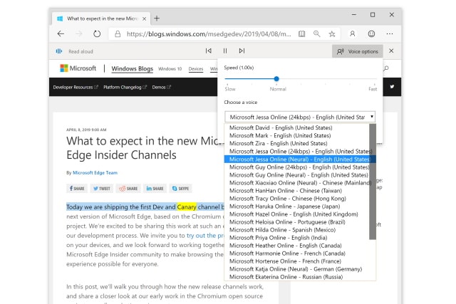 Microsoft Edge Read Aloud