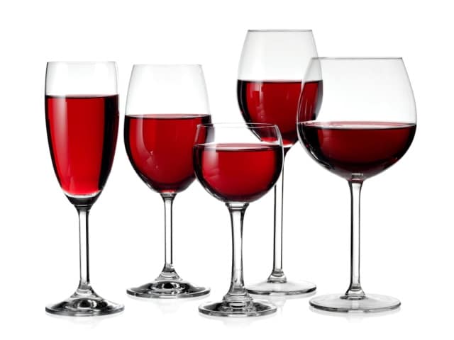 Five glasses of red wine