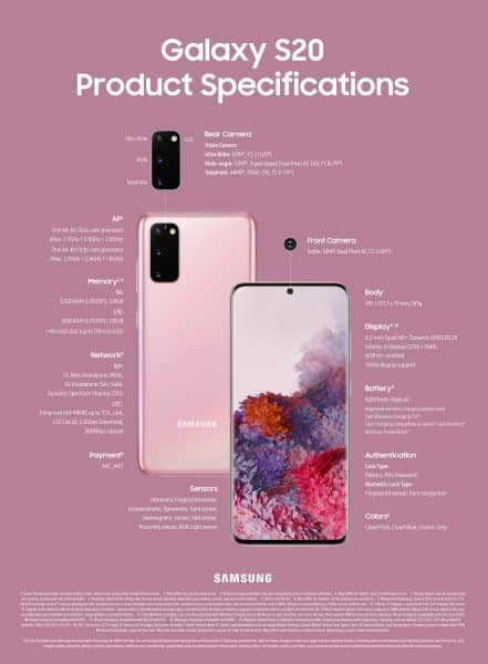 s20 samsung specification