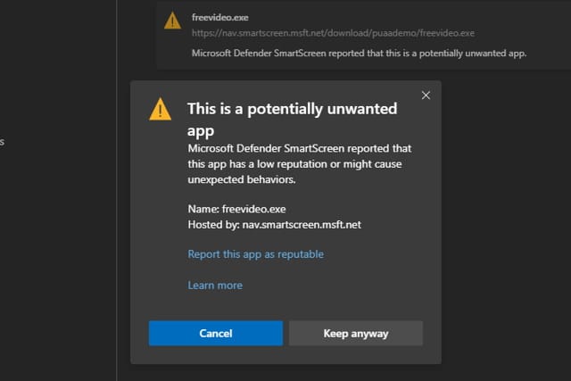 Microsoft Edge potentially unwanted app blocking