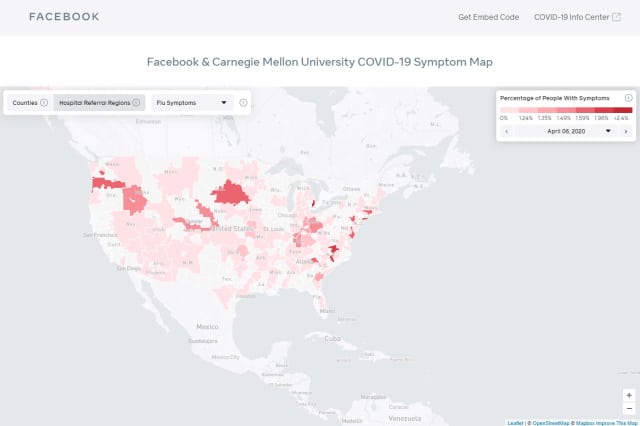 Facebook and Carnegie Mellon University launch COVID-19 symptom map