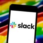 Slack with rainbow background