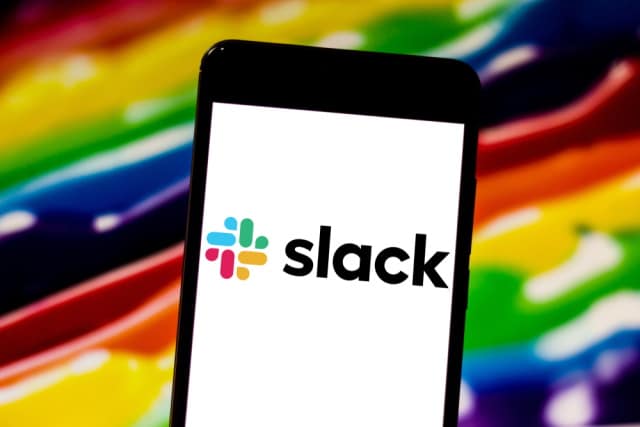Slack with rainbow background