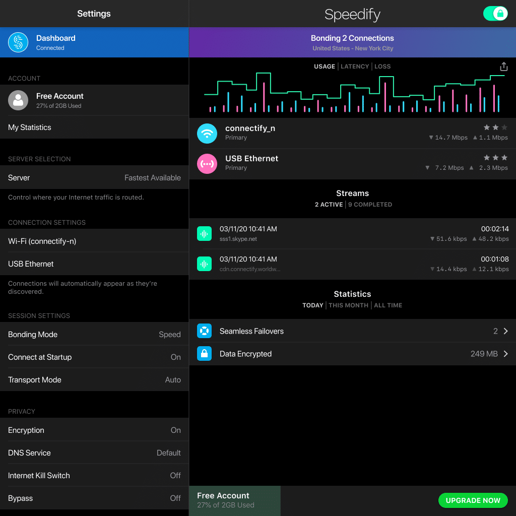 speedify bonding slower