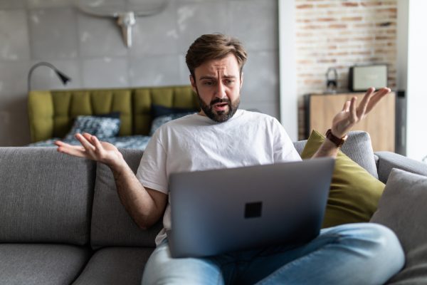 Frustrated laptop user