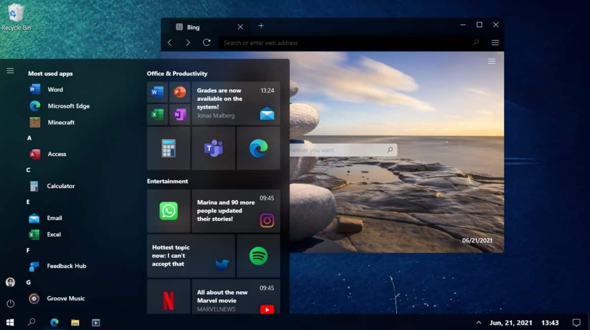 Redesigned Windows 10 With Blur Effects Looks Incredible