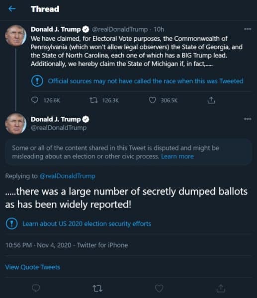 Trump election 2020 tweets