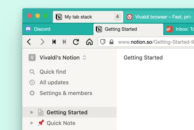 Two-Level Tab Stacks in Vivaldi