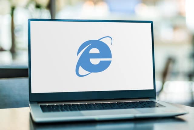Internet Explorer on a laptop
