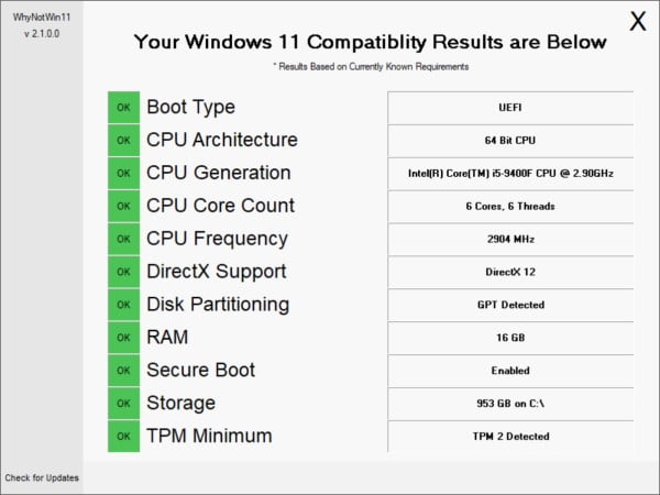 windows 11 system requirements checker