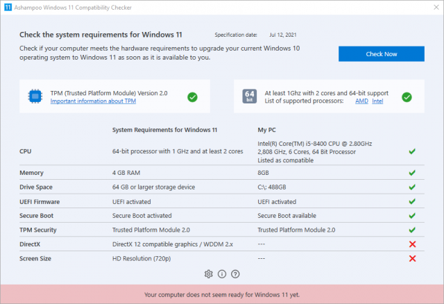 windows 11 system requirements checker