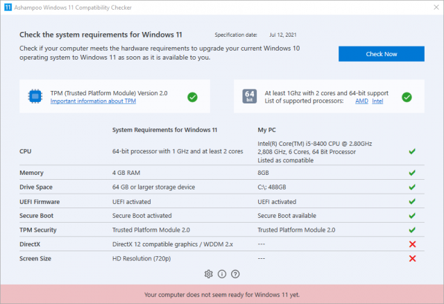 microsoft windows 11 compatibility check