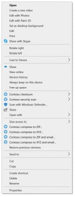 Windows 10 context menu