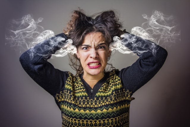 Furious woman with steaming ears