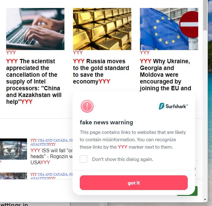 Surfshark fake news