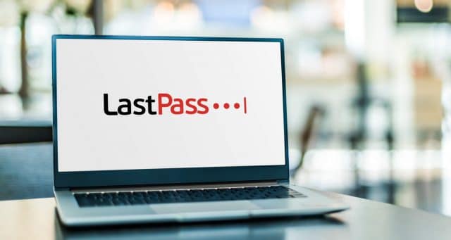 LastPass logo on laptop