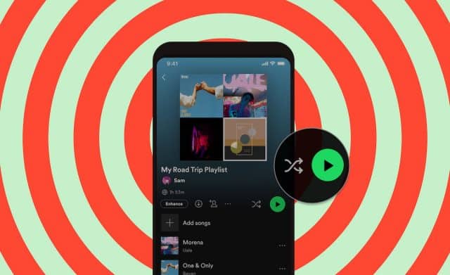 Spotify play and shuffle controls