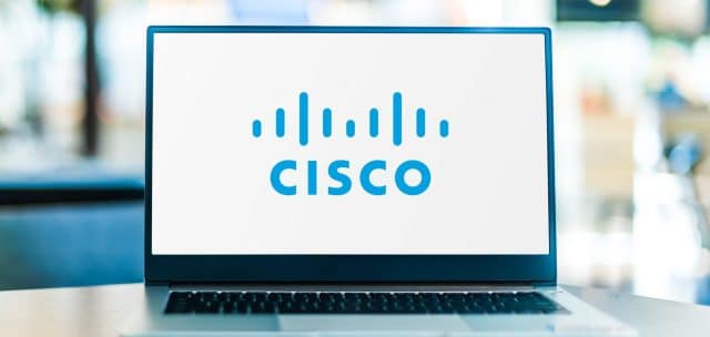 Cisco logo on laptop screen