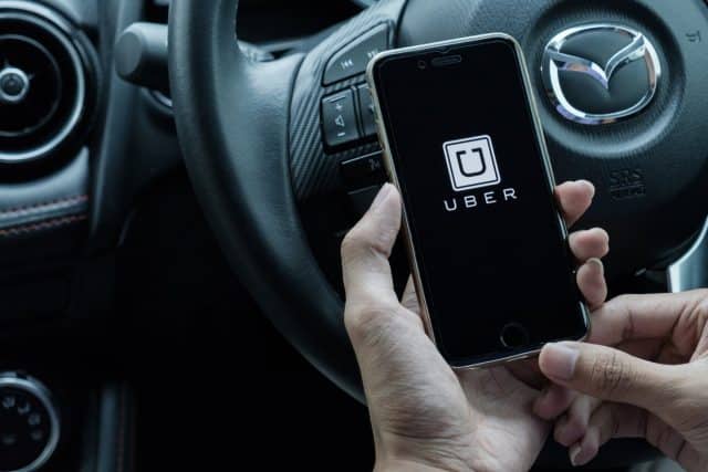 Uber logo on phone