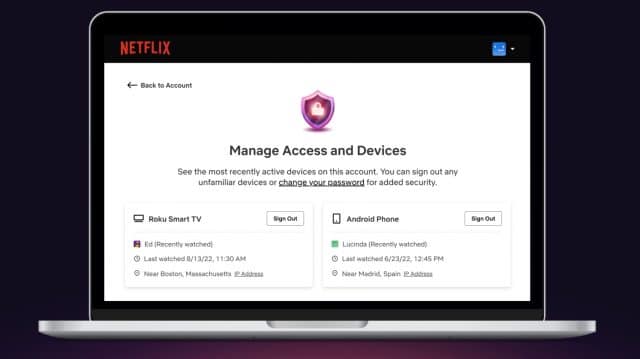 Netflix Manage Access and Devices