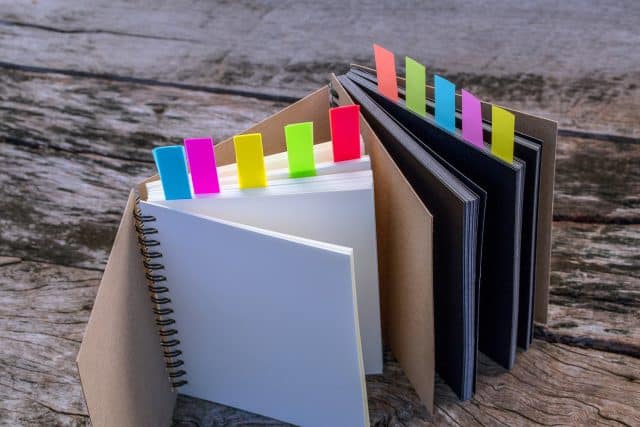 Notebook with bookmarks