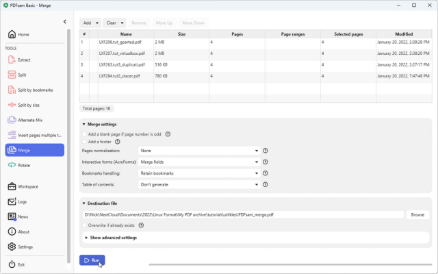 pdf merge settings not available in pdfsam basic