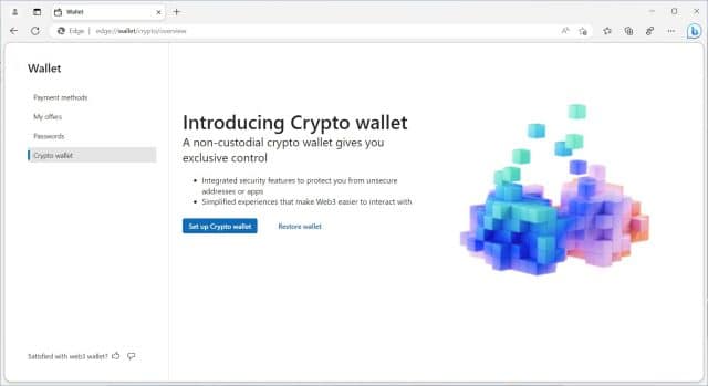 Dompet crypto Microsoft Edge