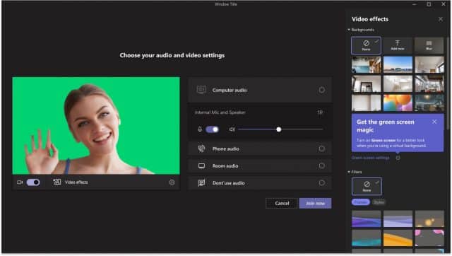 Microsoft Teams green screen