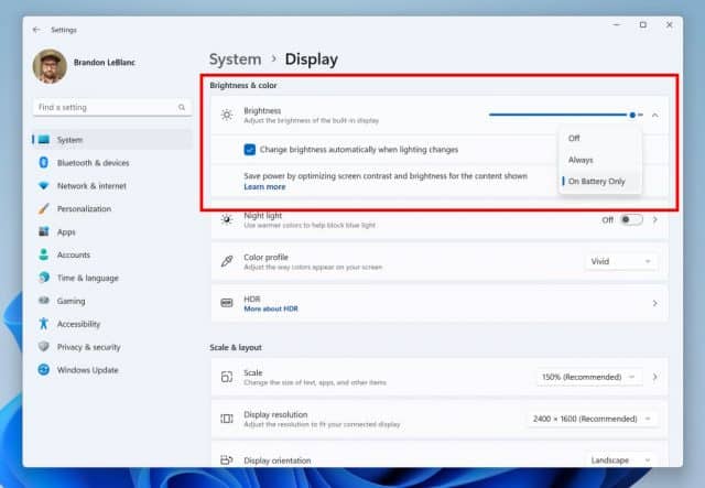 [UPDATED] Content Adaptive Brightness Control will make Windows 11 more energy-efficient