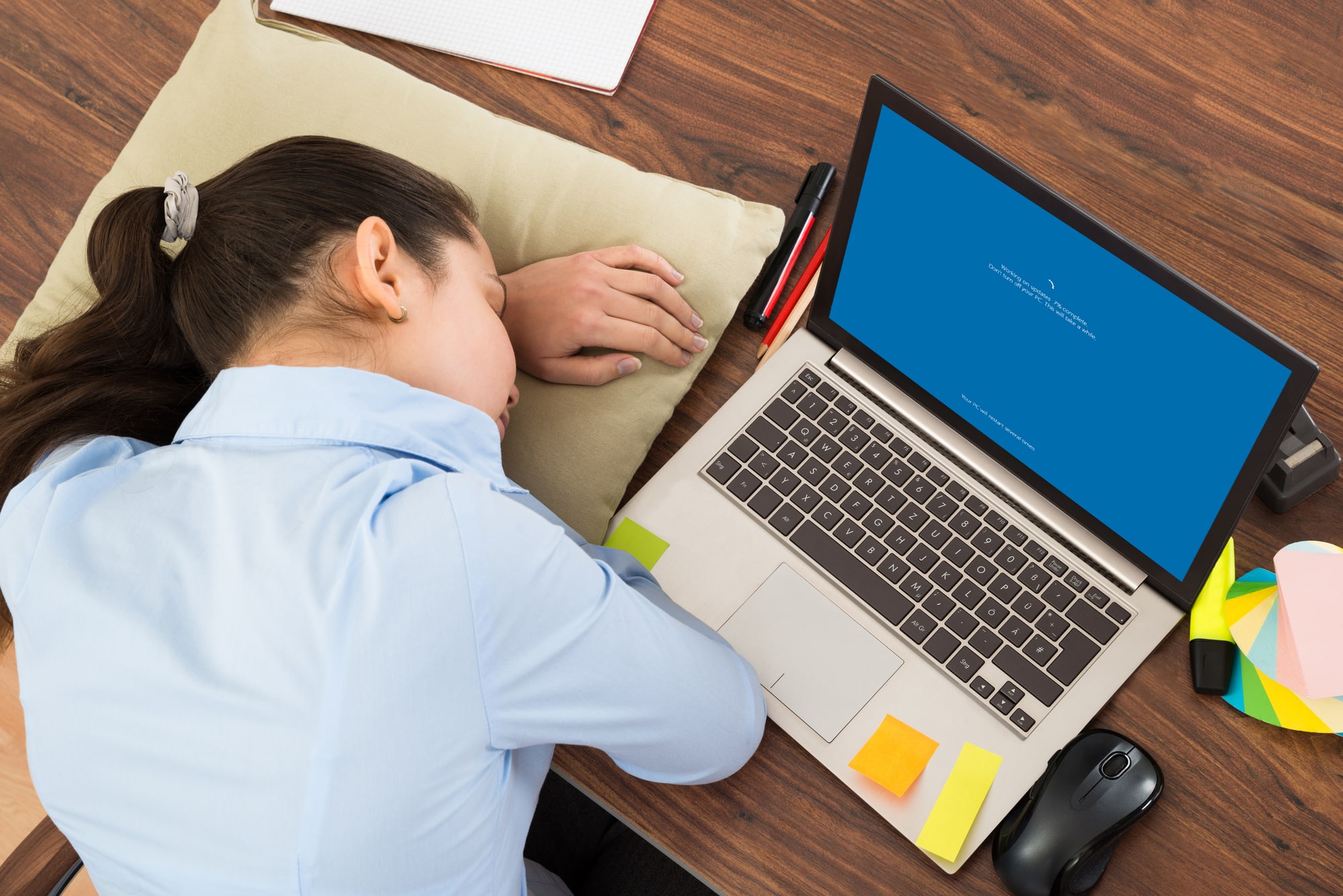 Taking a nap at work