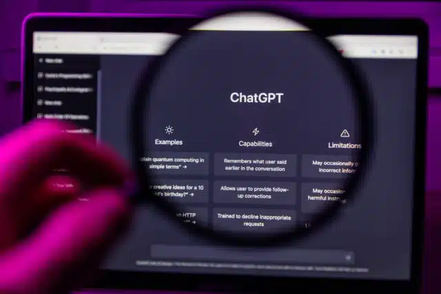 ChatGPT website through a magnifying glass