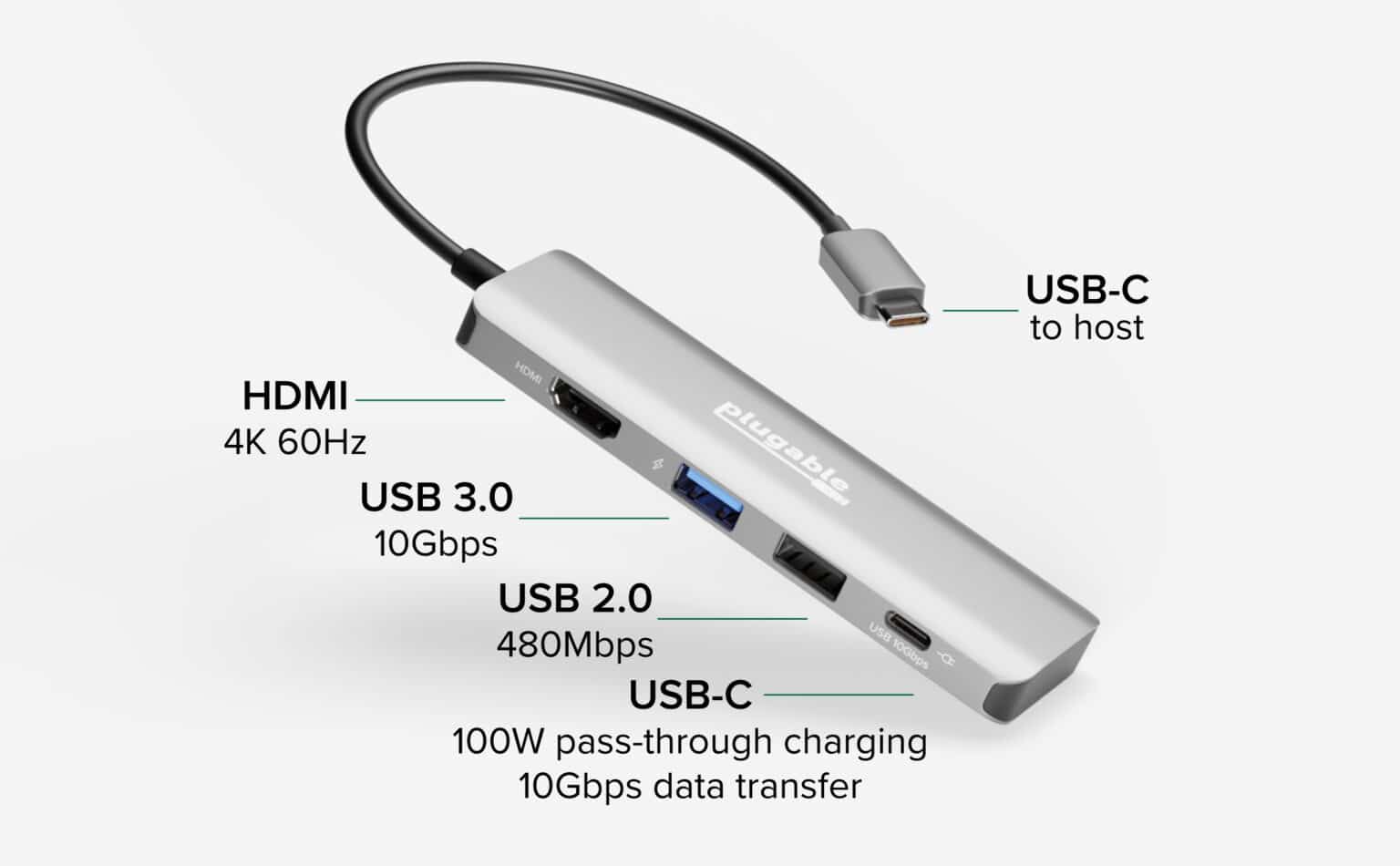 Plugable USBC-4IN1 is the company's first single-chip hub