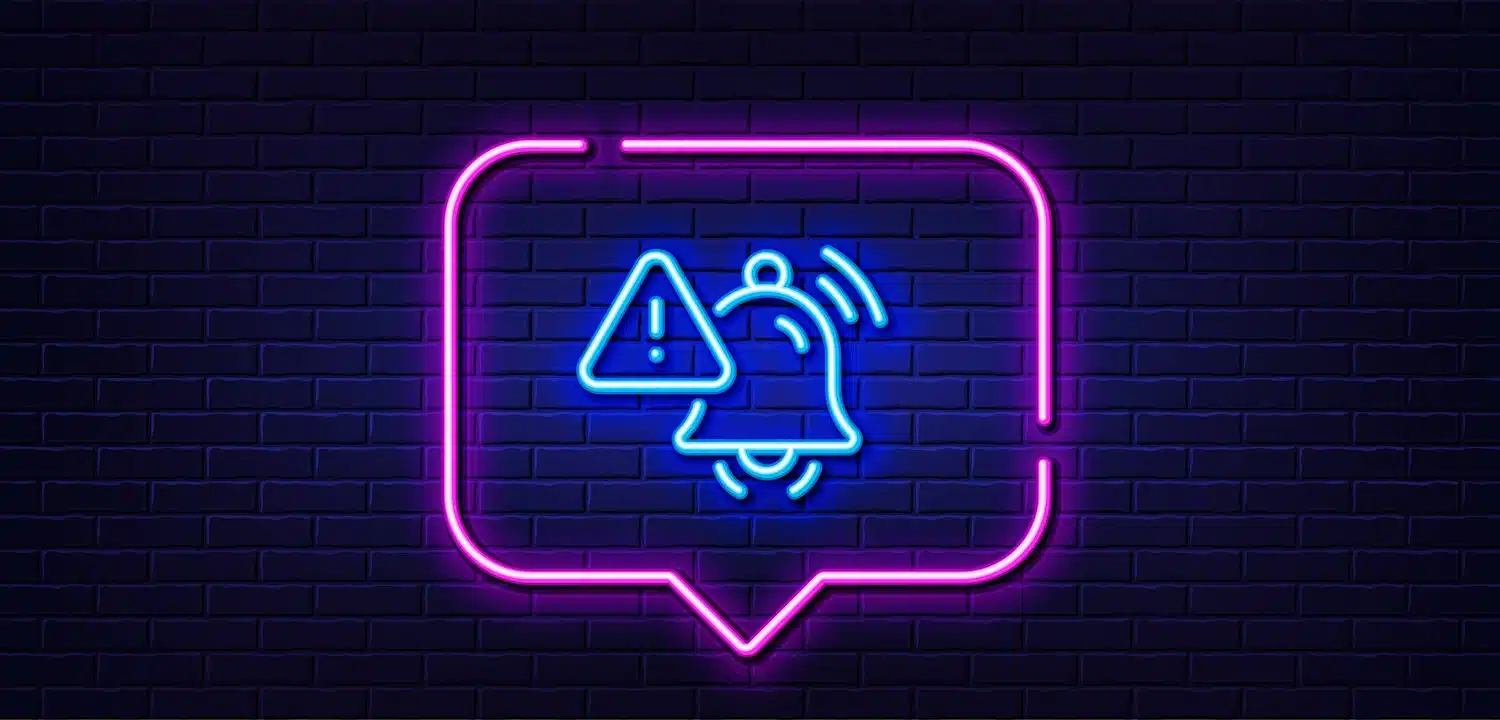 Neon sign of notification bell