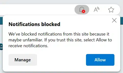 Notifications blocked message